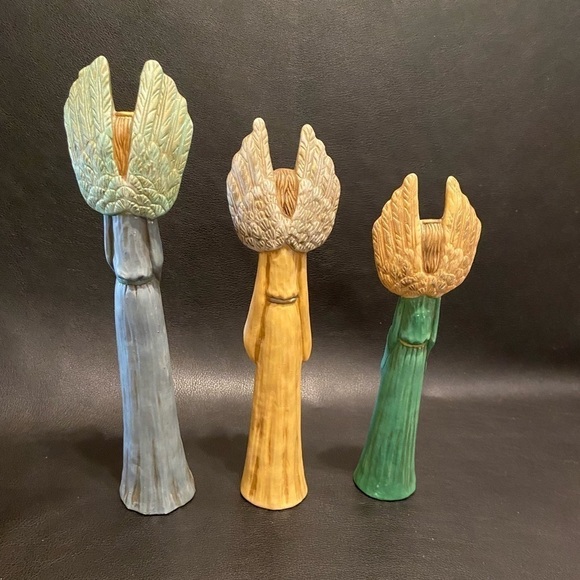 Hand painted Porcelain Angel Trio Table Decor. - Picture 2 of 11